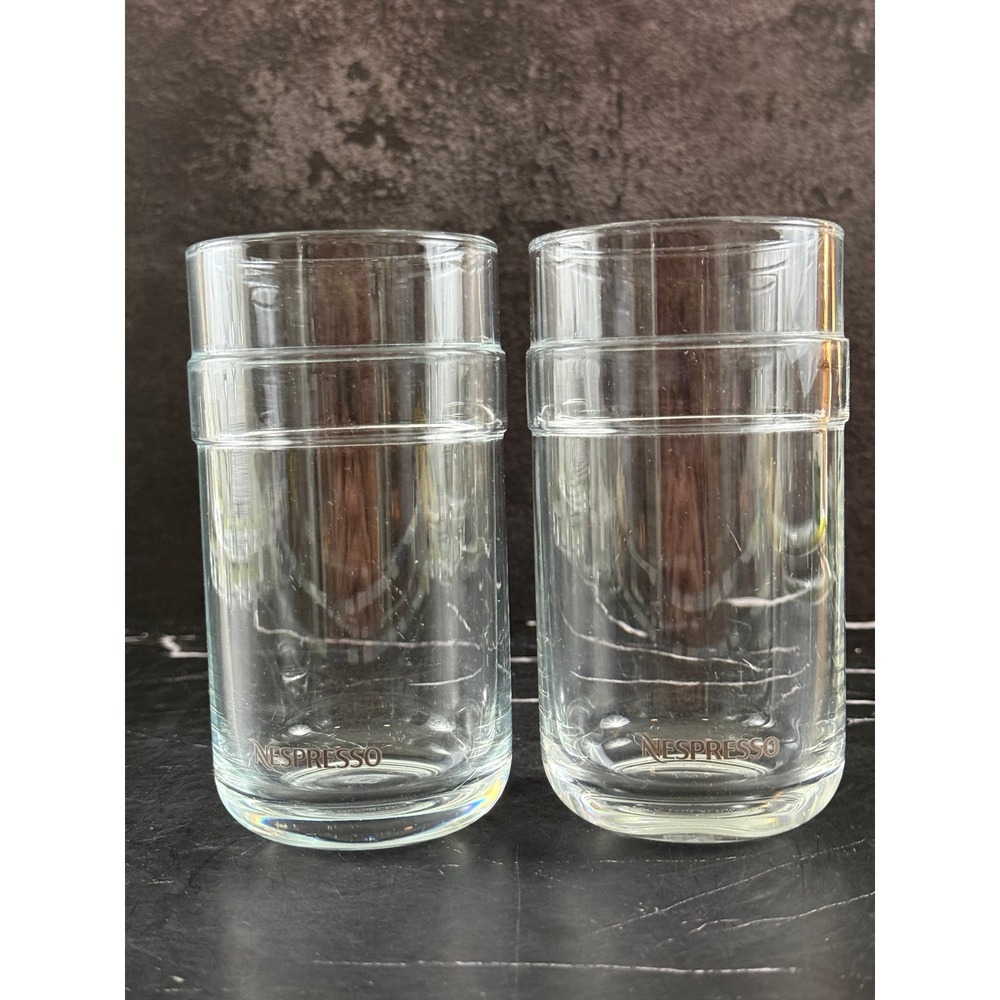 PAIR (2) Nespresso Virtuo 5 5/8in Glass Tumblers Made in France MINT!